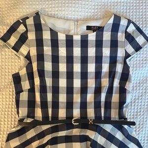Navy & white plaid fit & flare